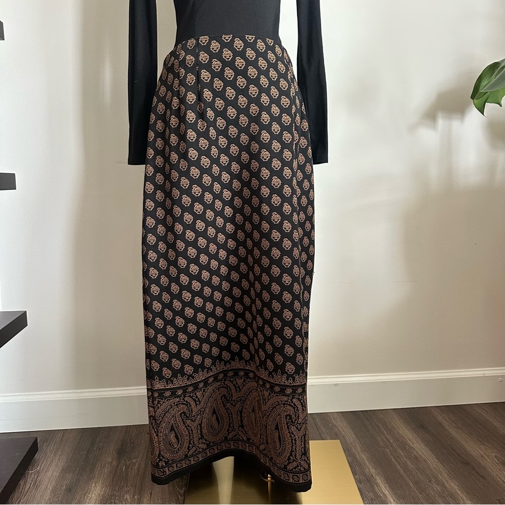 Vintage Briggs New York Midi Skirt – Paisley Border Print – Size 12